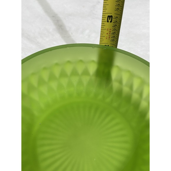 Indiana Glass Diamond Point Frosted Green Glass Trinket Dishes x2 - Picture 9 of 14